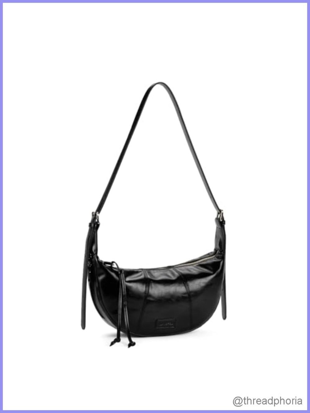 Vegan Leather Crescent Crossbody Bag Small Hobo Purse Adjustable Strap
